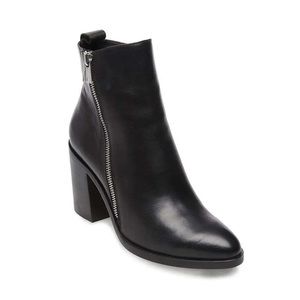 Steve Madden “Tishaa” Black Leather Almond Toe Duo Zippered Boots